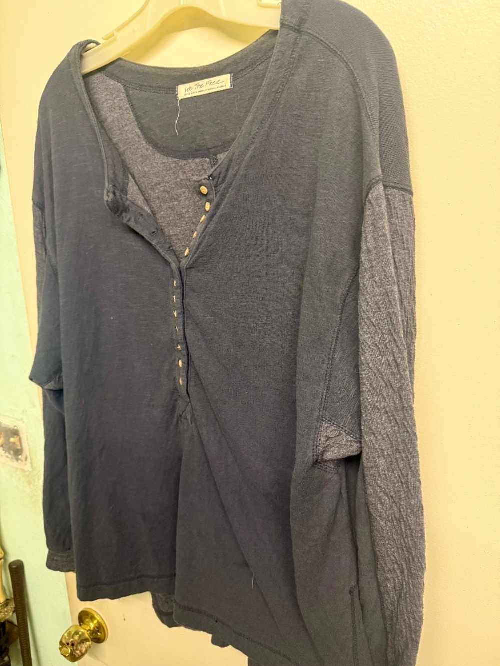 Free People Dark Grey Long Sleeve Shirt with Button Detailing